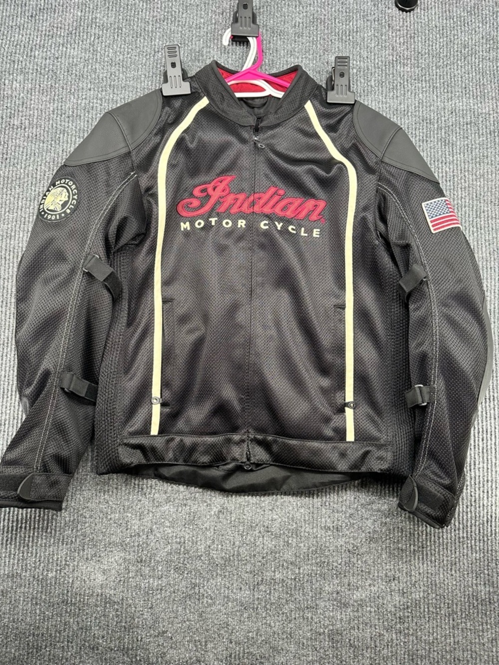 Indian Motorcycle Black Mesh Jacket with Cream Piping - Lightweight Riding Shell